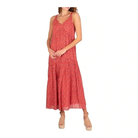 JOIE BONDI TIERED SLEEVELESS MAXI DRESS IN TEA ROSE WOMEN SIZE XL - Picture 1 of 9